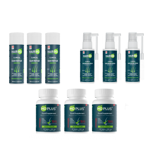 HairMD 3 Pack Serum, 3 Pack Shampoo, 3 Pack Vitamins Combo